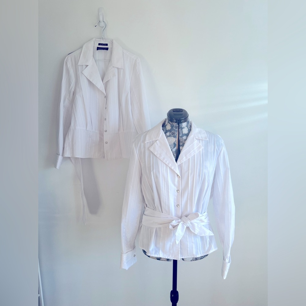 41. Jones New York Stretchy Button-Down Tie Waist Blouse Sz XL